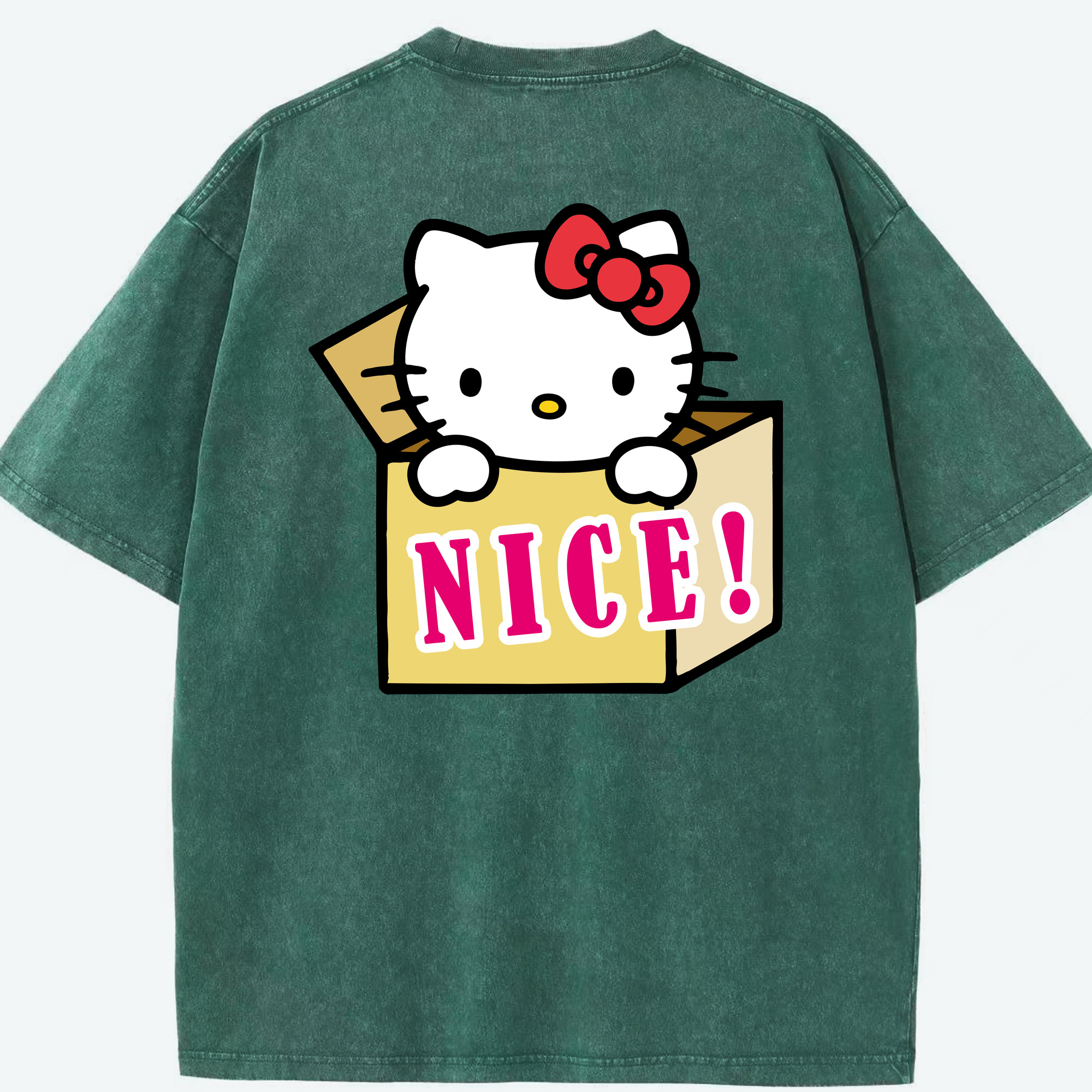 （画像用） Hello Kitty ハローキティ 綿100% ヴィンテージ風 半袖Tシャツ（背面プリント）